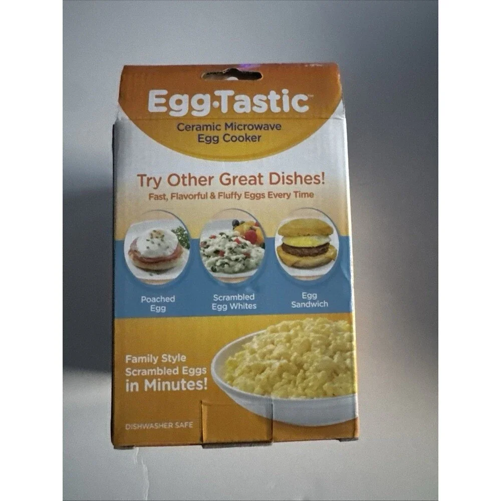 Egg-Tastic Ceramic Microwave Egg Cooker Poacher Dishwasher Safe  1 Min Cook Time